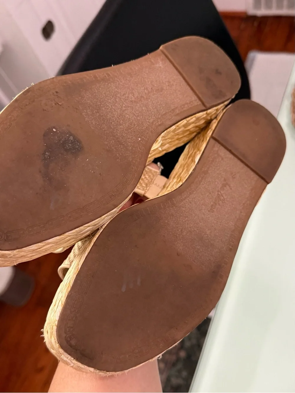 Sam Edelman Natural Raffia Buckle Slide Sandals - Beige